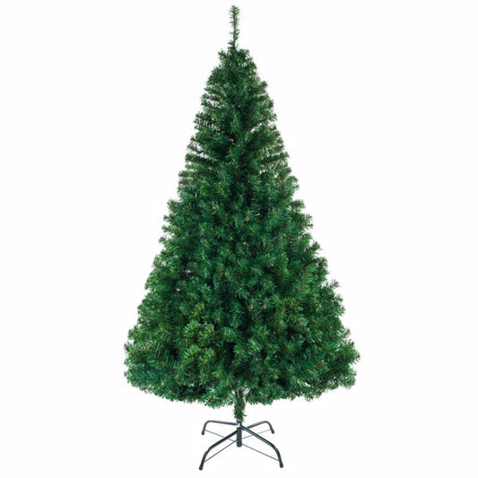 8FT Green PVC Artificial Christmas Tree with Metal Stand – Full Size Xmas Tree for Home, Office & Party Decoration
