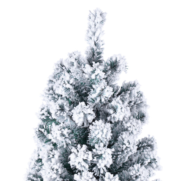 6FT Green Flocking Christmas Tree with 550 Warm LED Lights, 8 Lighting Patterns & 928 Branch Tips
