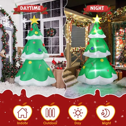 6.9FT Lighted Inflatable Christmas Tree with Built-in LED Lights for Outdoor Yard & Garden Decoration
