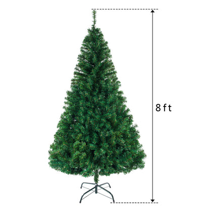 8FT Green PVC Artificial Christmas Tree with Metal Stand – Full Size Xmas Tree for Home, Office & Party Decoration