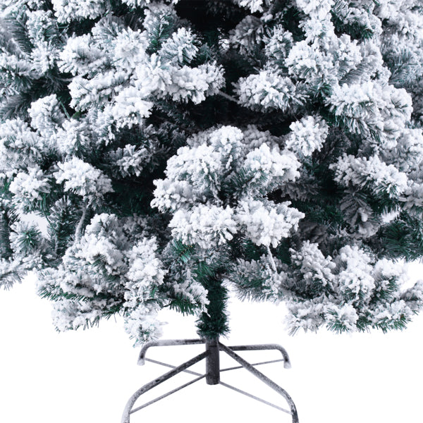 6FT Green Flocking Christmas Tree with 550 Warm LED Lights, 8 Lighting Patterns & 928 Branch Tips