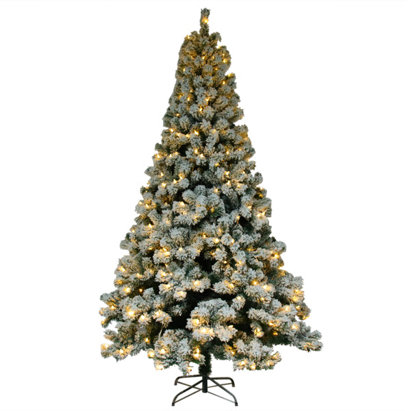 6FT Green Flocking Christmas Tree with 550 Warm LED Lights, 8 Lighting Patterns & 928 Branch Tips