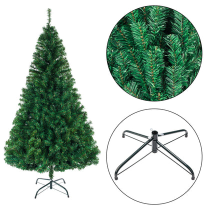 8FT Green PVC Artificial Christmas Tree with Metal Stand – Full Size Xmas Tree for Home, Office & Party Decoration